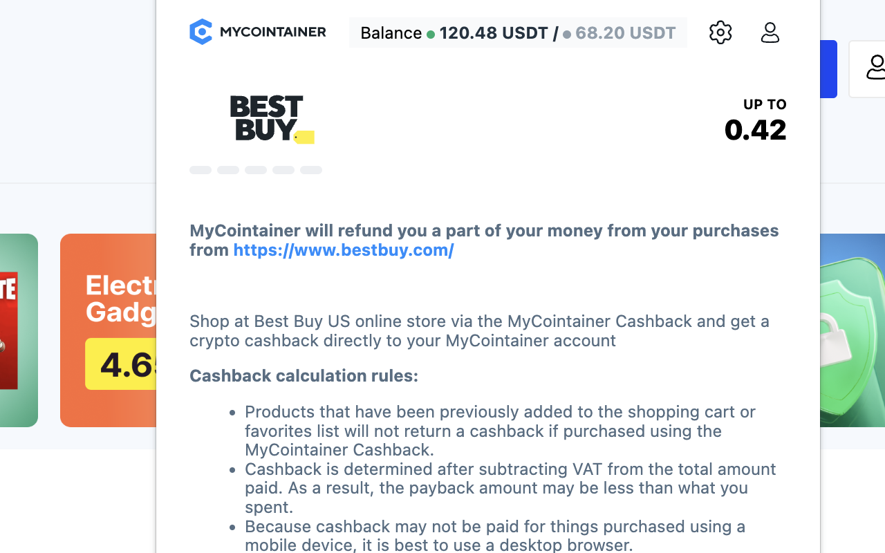 MyCointainer Crypto Cashback chrome谷歌浏览器插件_扩展第2张截图