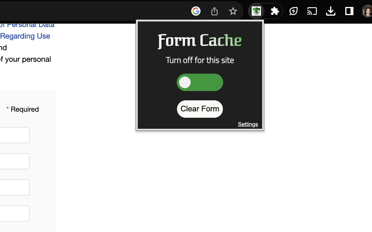 Form Cache chrome谷歌浏览器插件_扩展第1张截图