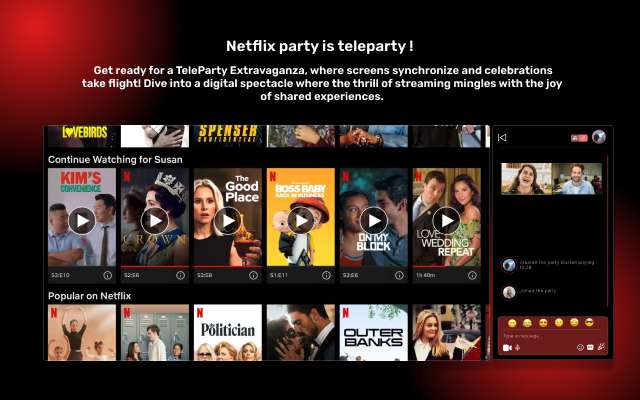 Netflix party is now teleparty chrome谷歌浏览器插件_扩展第3张截图