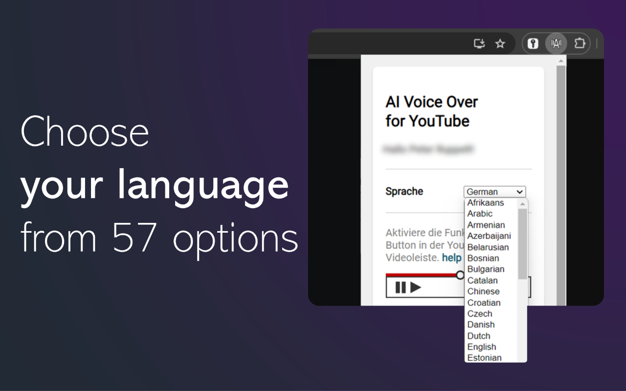 AI Voice Over for YouTube chrome谷歌浏览器插件_扩展第1张截图