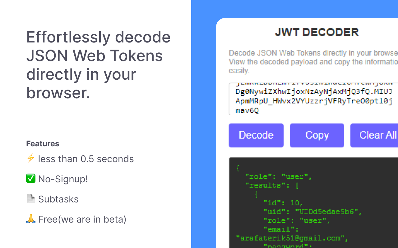 JWT Decoder chrome谷歌浏览器插件_扩展第1张截图