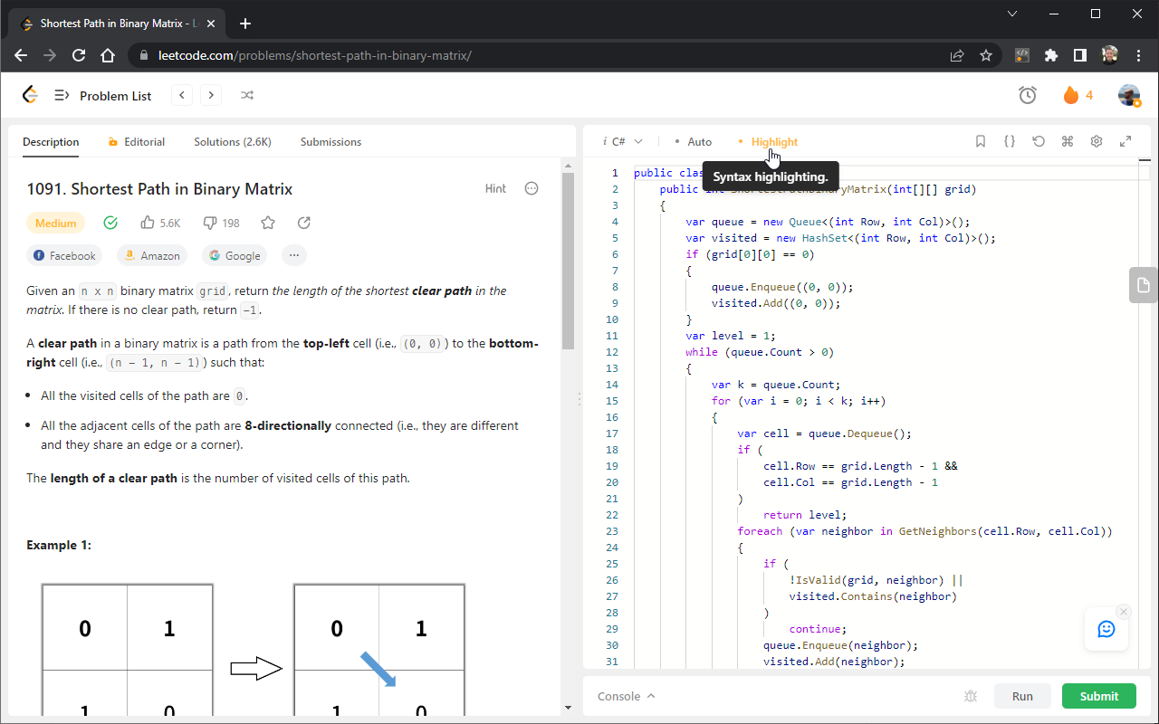 Toggle LeetCode Syntax Highlighting chrome谷歌浏览器插件_扩展第2张截图