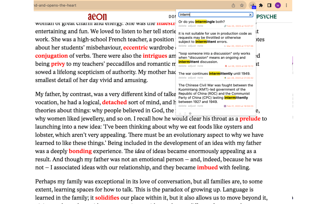 Vocabulary Journal chrome谷歌浏览器插件_扩展第1张截图