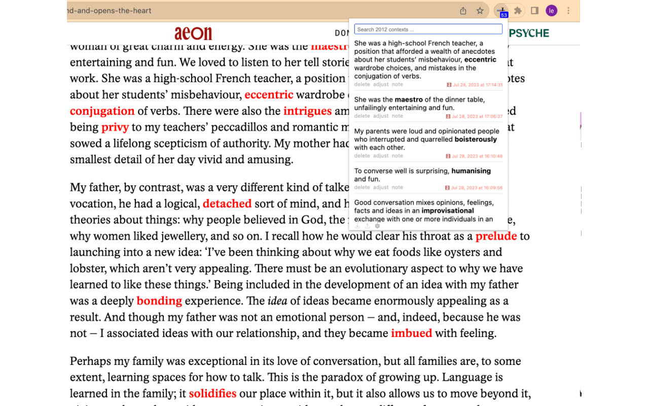 Vocabulary Journal chrome谷歌浏览器插件_扩展第2张截图