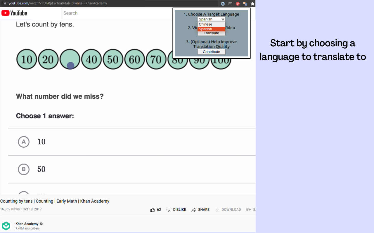 Khan Academy Video Translator chrome谷歌浏览器插件_扩展第1张截图