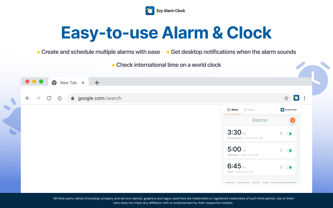 Ezy Alarm Clock chrome谷歌浏览器插件_扩展第1张截图