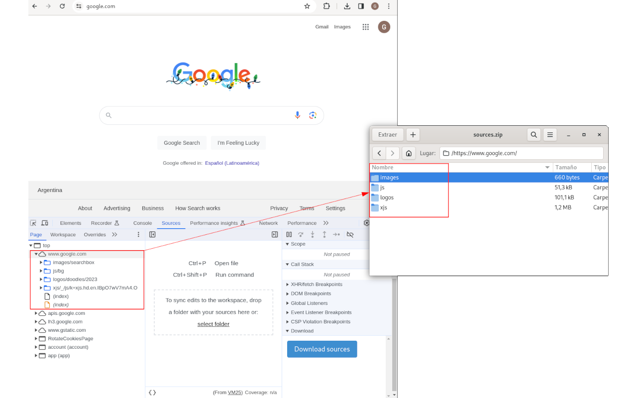 DevTools - Sources downloader chrome谷歌浏览器插件_扩展第1张截图