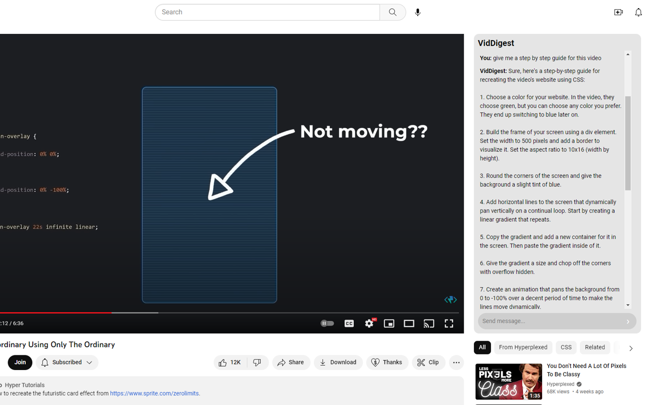 VidDigest - ChatGPT for Youtube Videos chrome谷歌浏览器插件_扩展第2张截图