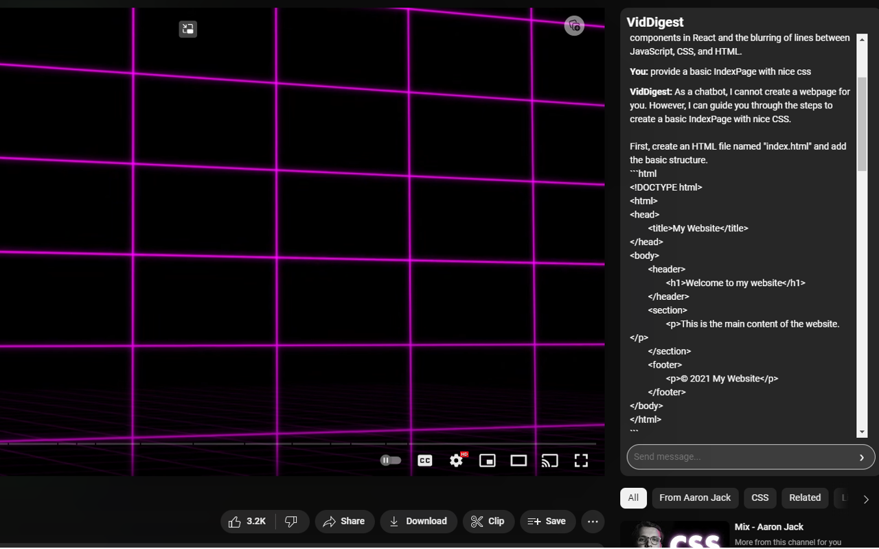 VidDigest - ChatGPT for Youtube Videos chrome谷歌浏览器插件_扩展第3张截图