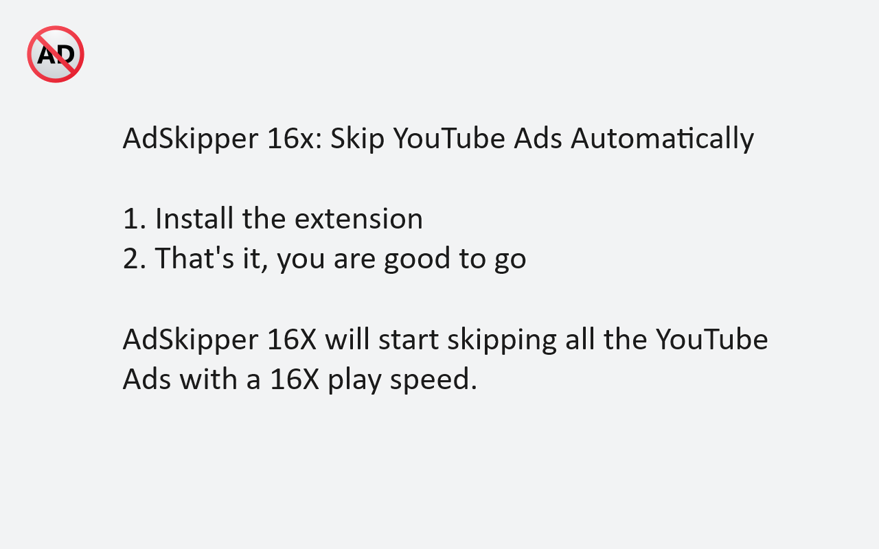 YouTube Ad Skipper - automatic, 16x playspeed chrome谷歌浏览器插件_扩展第1张截图