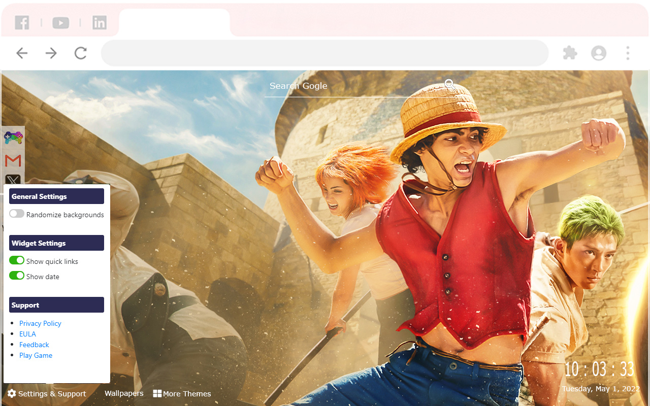 One Piece Netflix Monkey D. Luffy New Tab chrome谷歌浏览器插件_扩展第1张截图