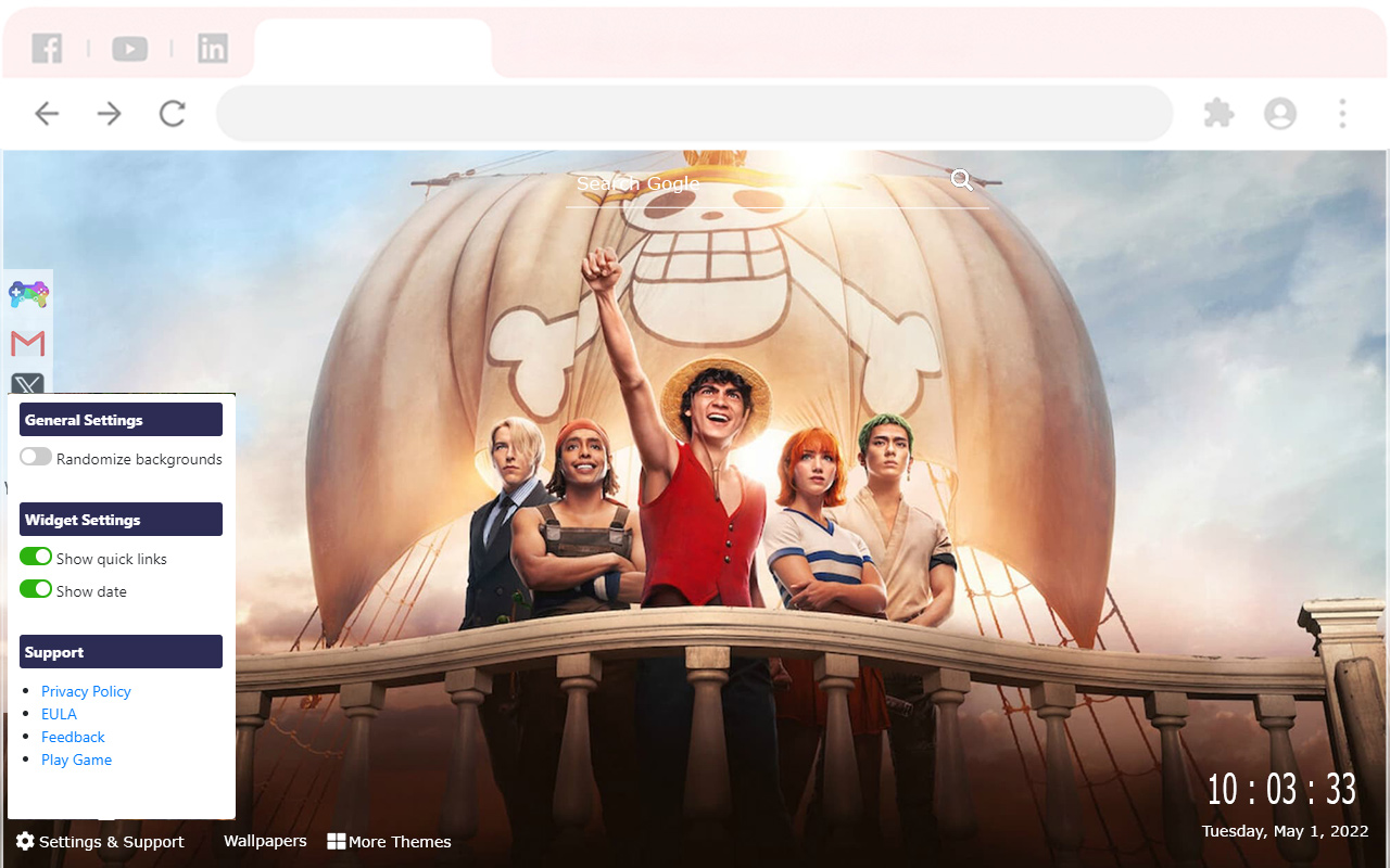 One Piece Netflix Monkey D. Luffy New Tab chrome谷歌浏览器插件_扩展第5张截图