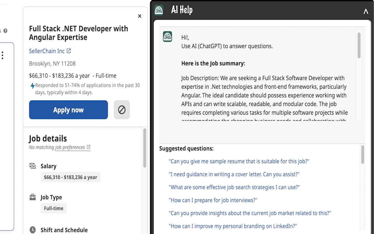 AI Help for Job search chrome谷歌浏览器插件_扩展第2张截图