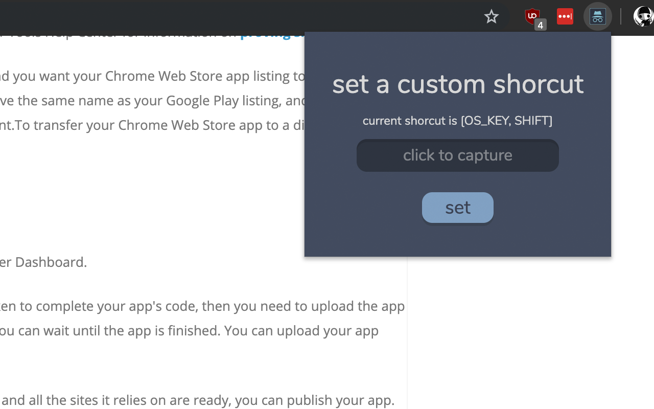 Incognito click shorcut chrome谷歌浏览器插件_扩展第1张截图