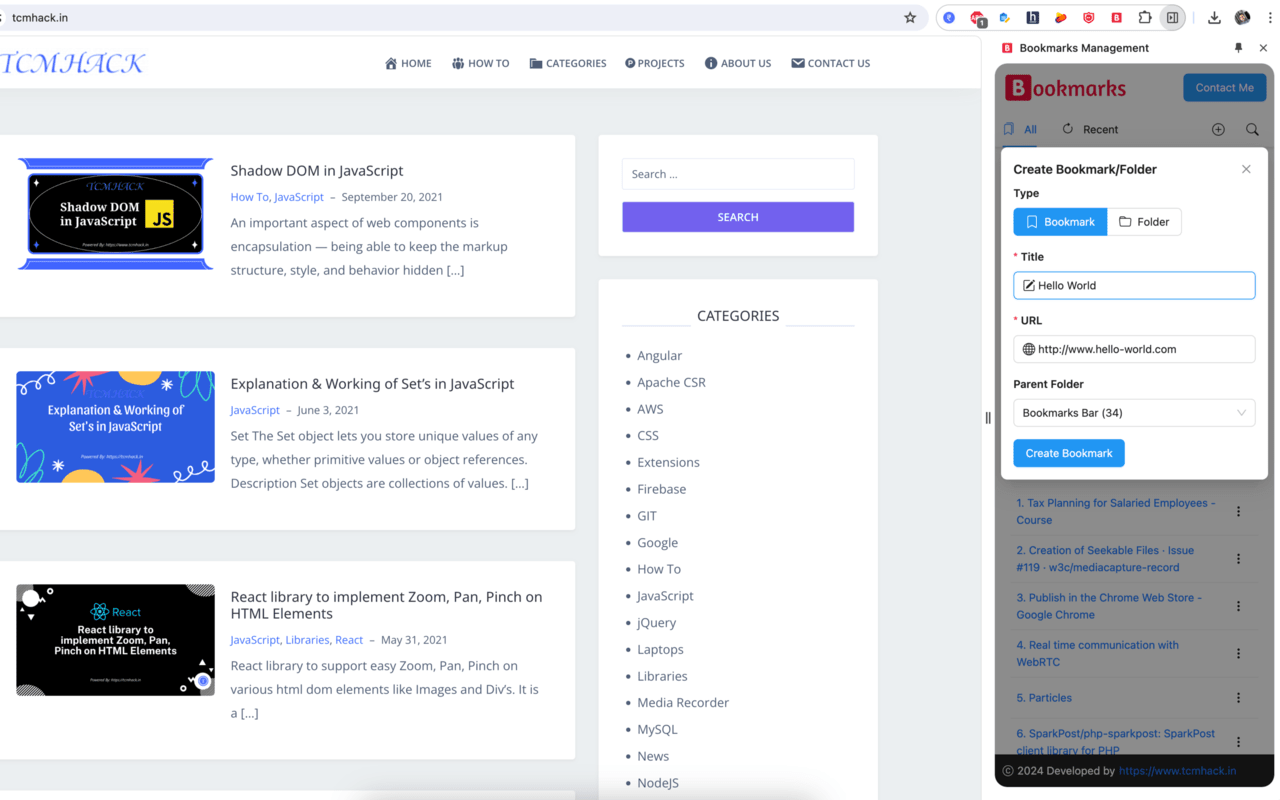 Bookmarks Management chrome谷歌浏览器插件_扩展第1张截图