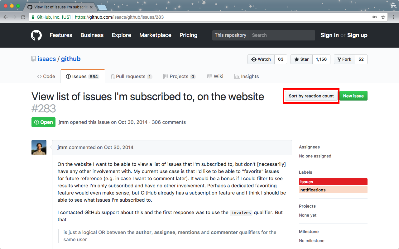Github Sort by Comment Reactions Extension chrome谷歌浏览器插件_扩展第1张截图