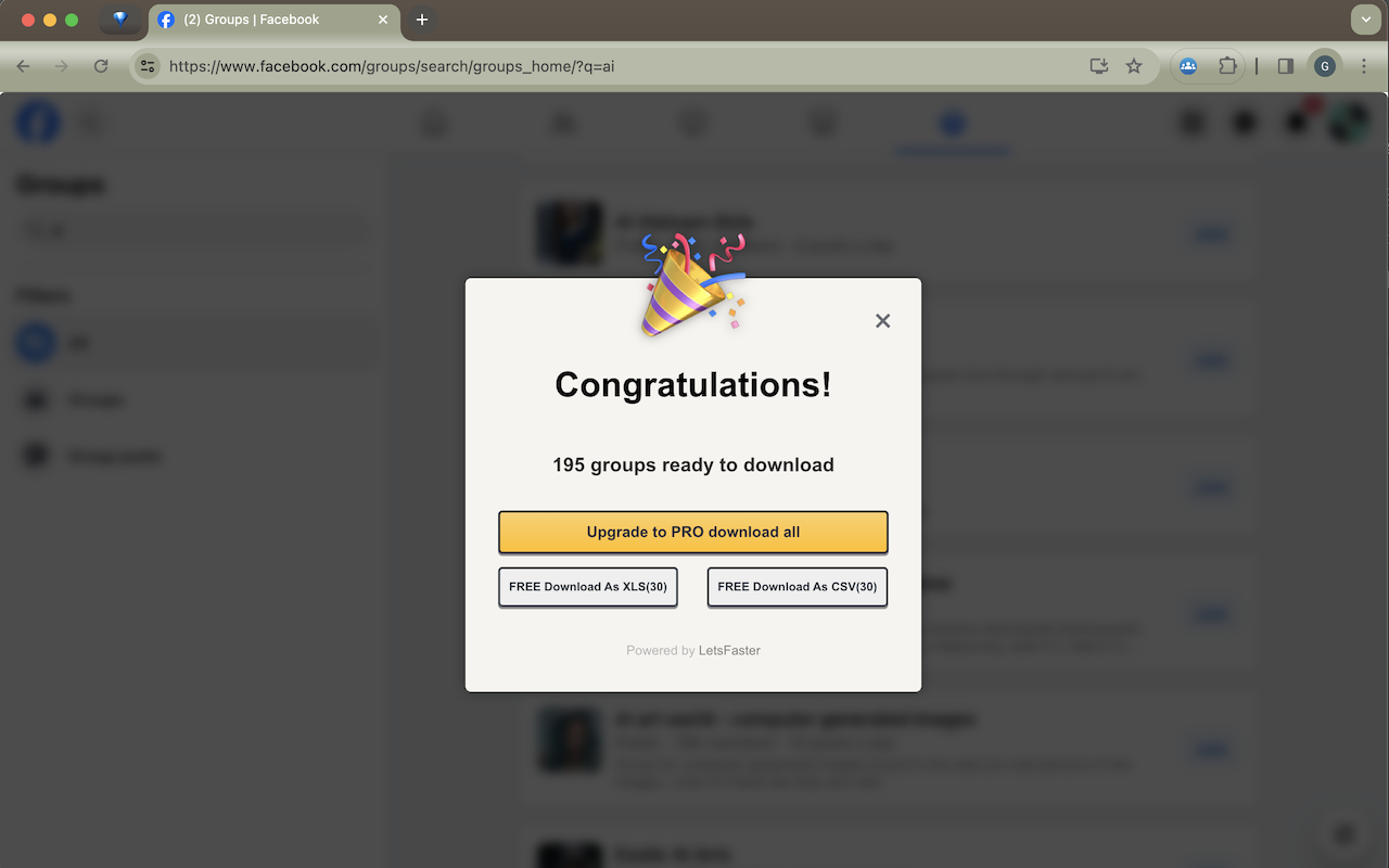 Facebook 群组导出器 chrome谷歌浏览器插件_扩展第2张截图