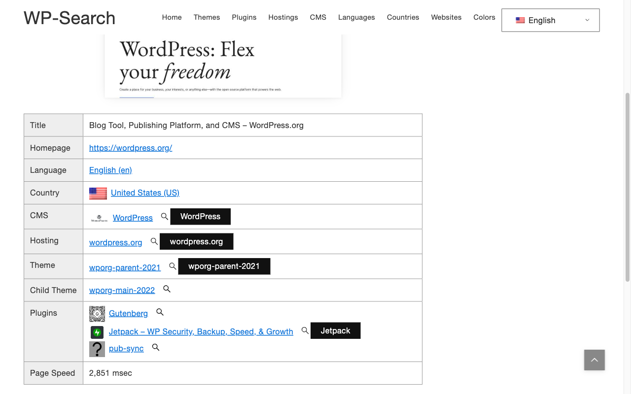 WP-Search - WordPress Theme, Plugin, Hosting Detector chrome谷歌浏览器插件_扩展第2张截图