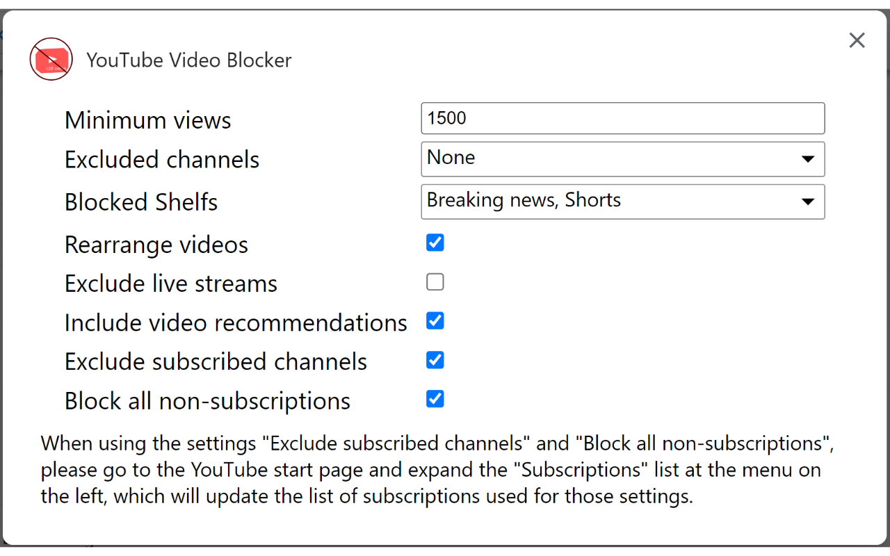 YouTube Video Blocker chrome谷歌浏览器插件_扩展第1张截图