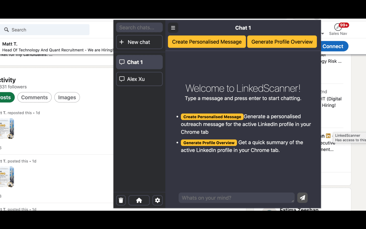 LinkedScanner - LinkedIn Outreach in 1 Click chrome谷歌浏览器插件_扩展第1张截图