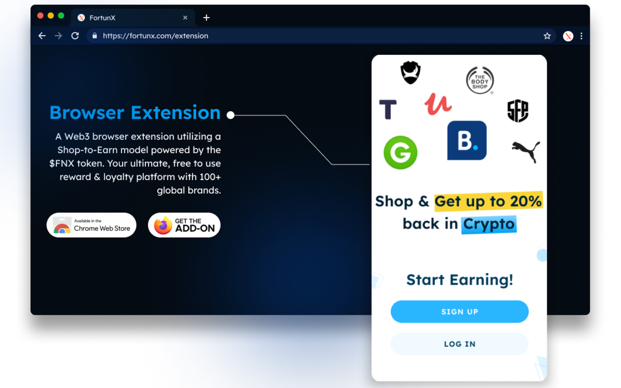FortunX: Earn Crypto When You Shop (BETA) chrome谷歌浏览器插件_扩展第1张截图