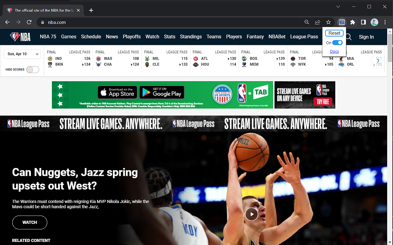 NBA.com AU to USA chrome谷歌浏览器插件_扩展第1张截图