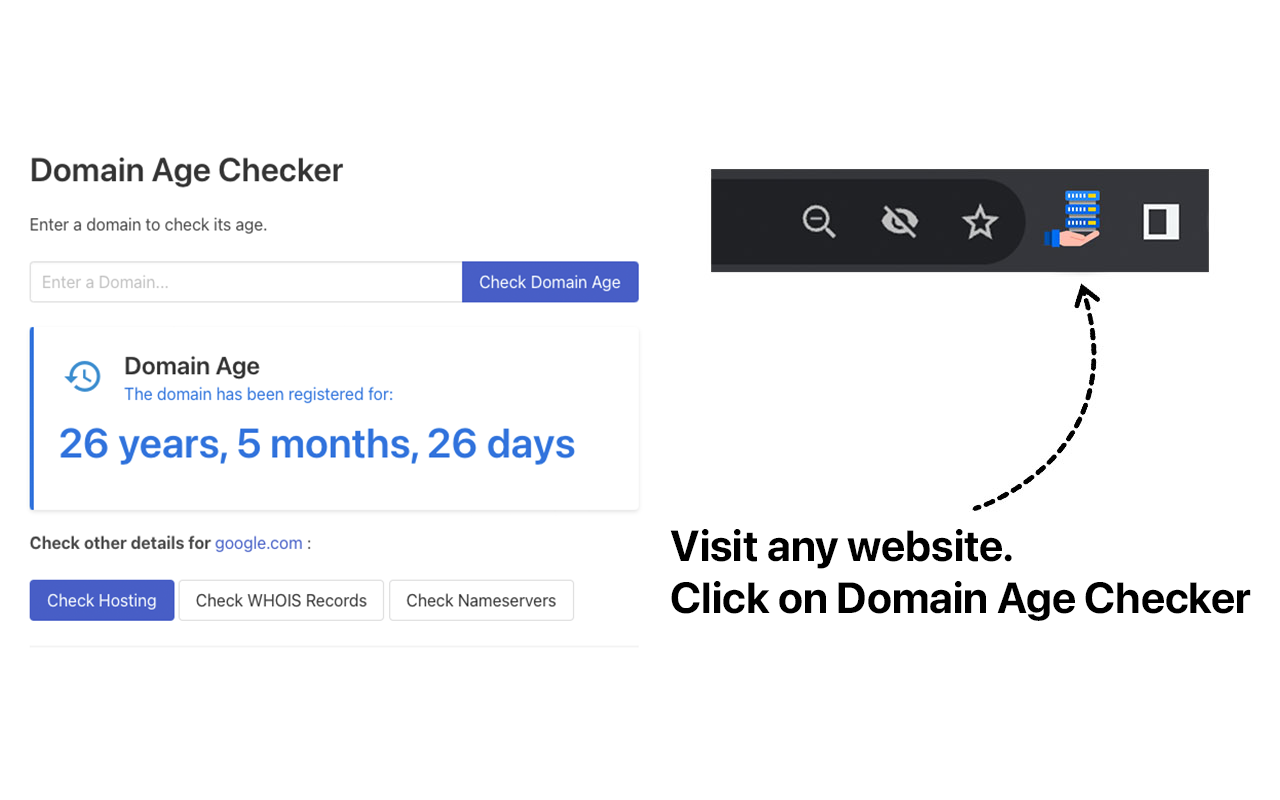 Domain Age Checker - Site Age Checker, Check Age of Website Online chrome谷歌浏览器插件_扩展第1张截图