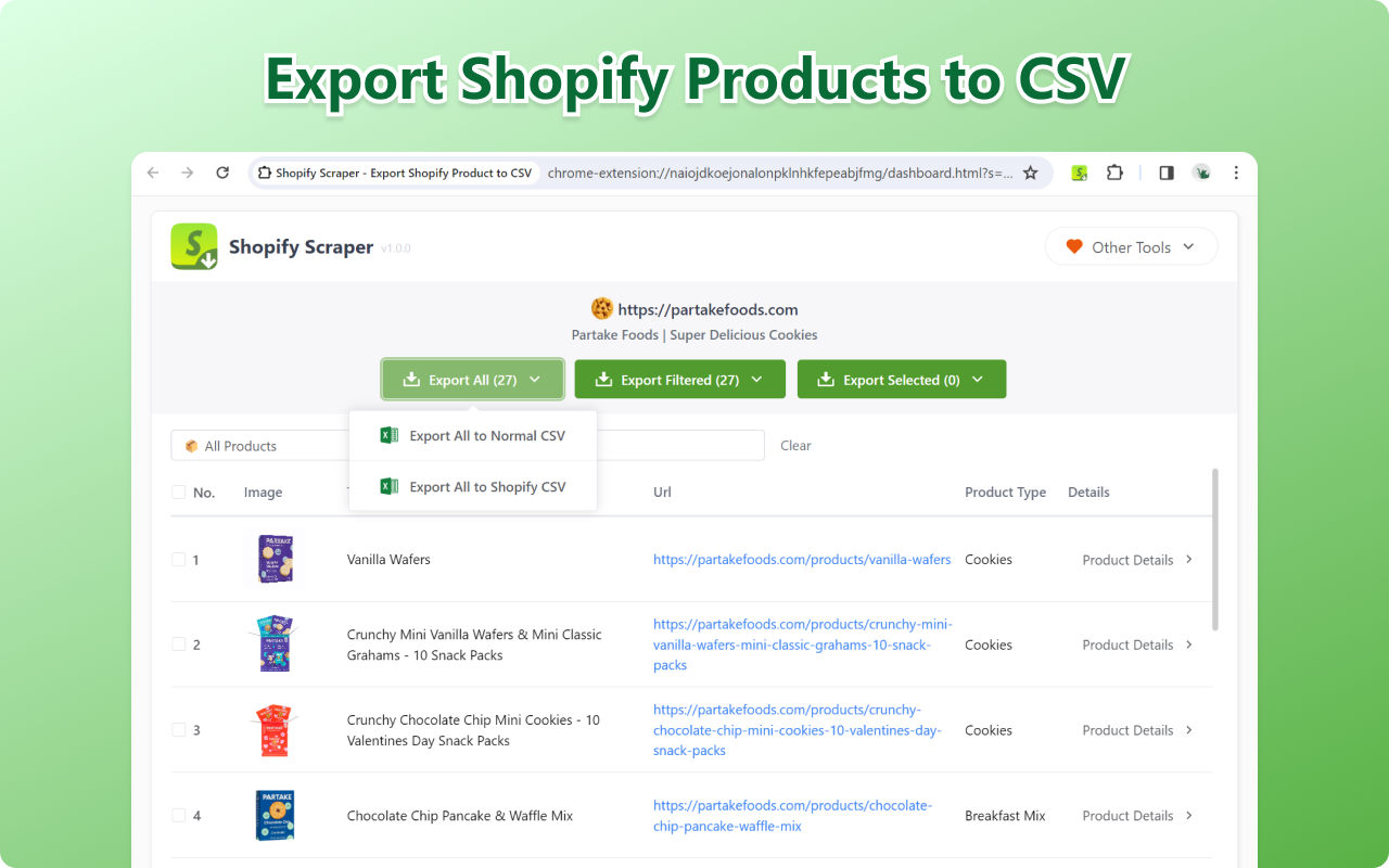 Shopify Scraper - Export Shopify Product to CSV chrome谷歌浏览器插件_扩展第2张截图