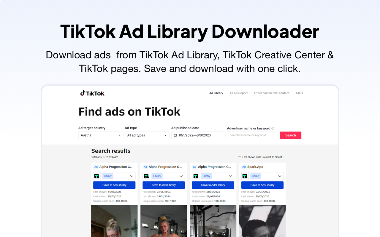 终极TikTok广告库下载器 chrome谷歌浏览器插件_扩展第1张截图