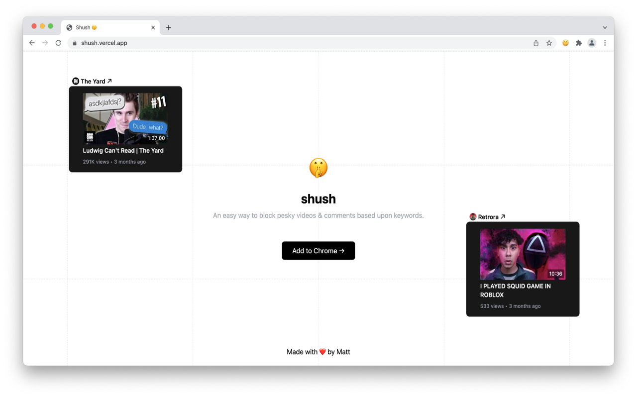 shush chrome谷歌浏览器插件_扩展第1张截图