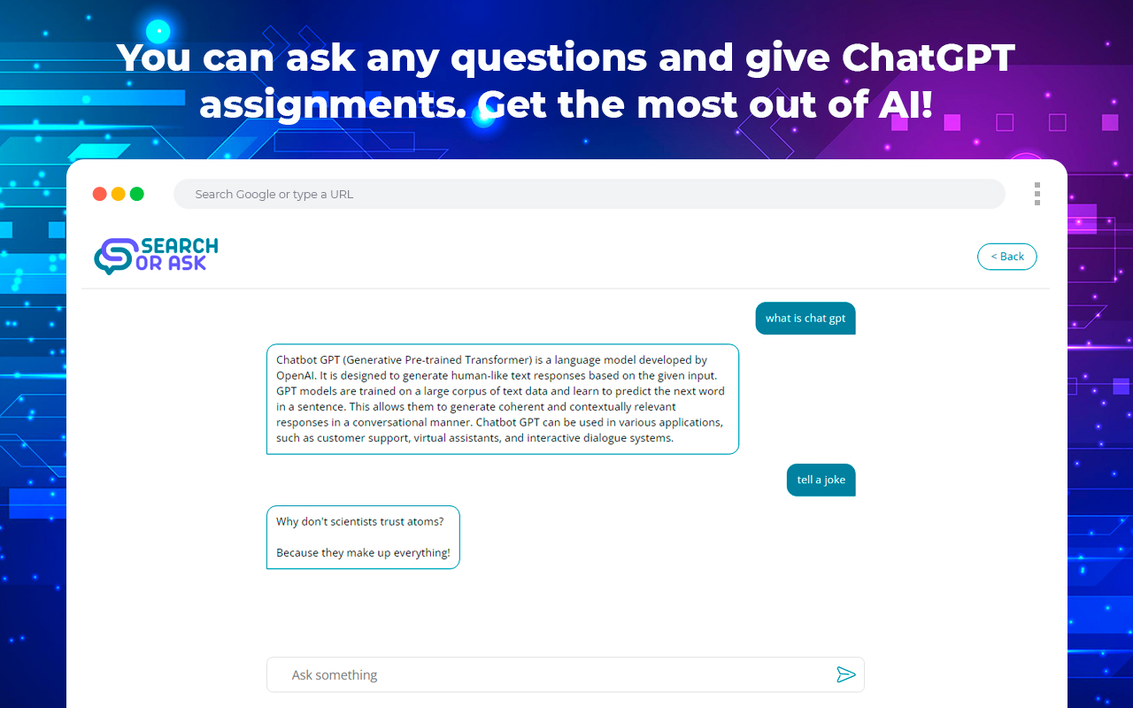 Free ChatGPT on new tab - Search or ask chrome谷歌浏览器插件_扩展第1张截图