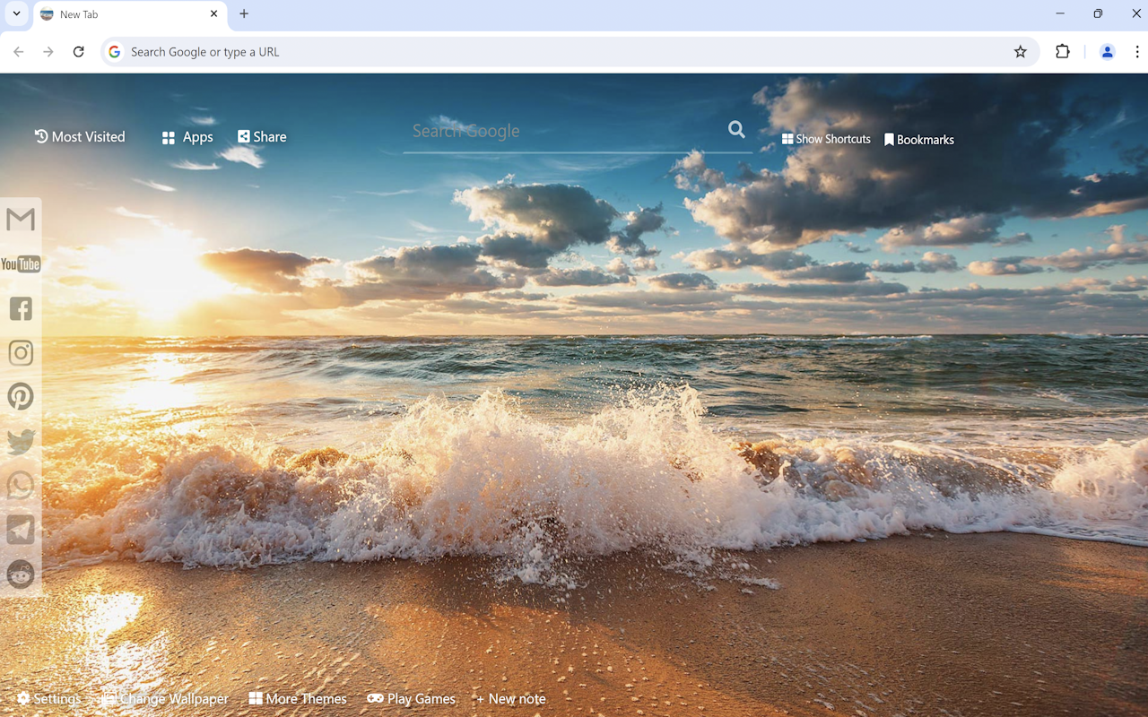 Beach & Ocean Sunset Wallpaper chrome谷歌浏览器插件_扩展第1张截图