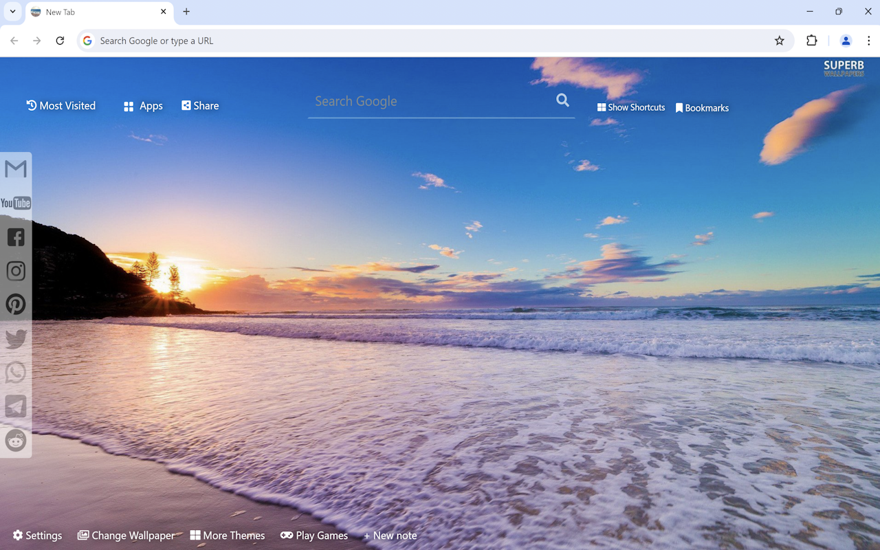 Beach & Ocean Sunset Wallpaper chrome谷歌浏览器插件_扩展第3张截图