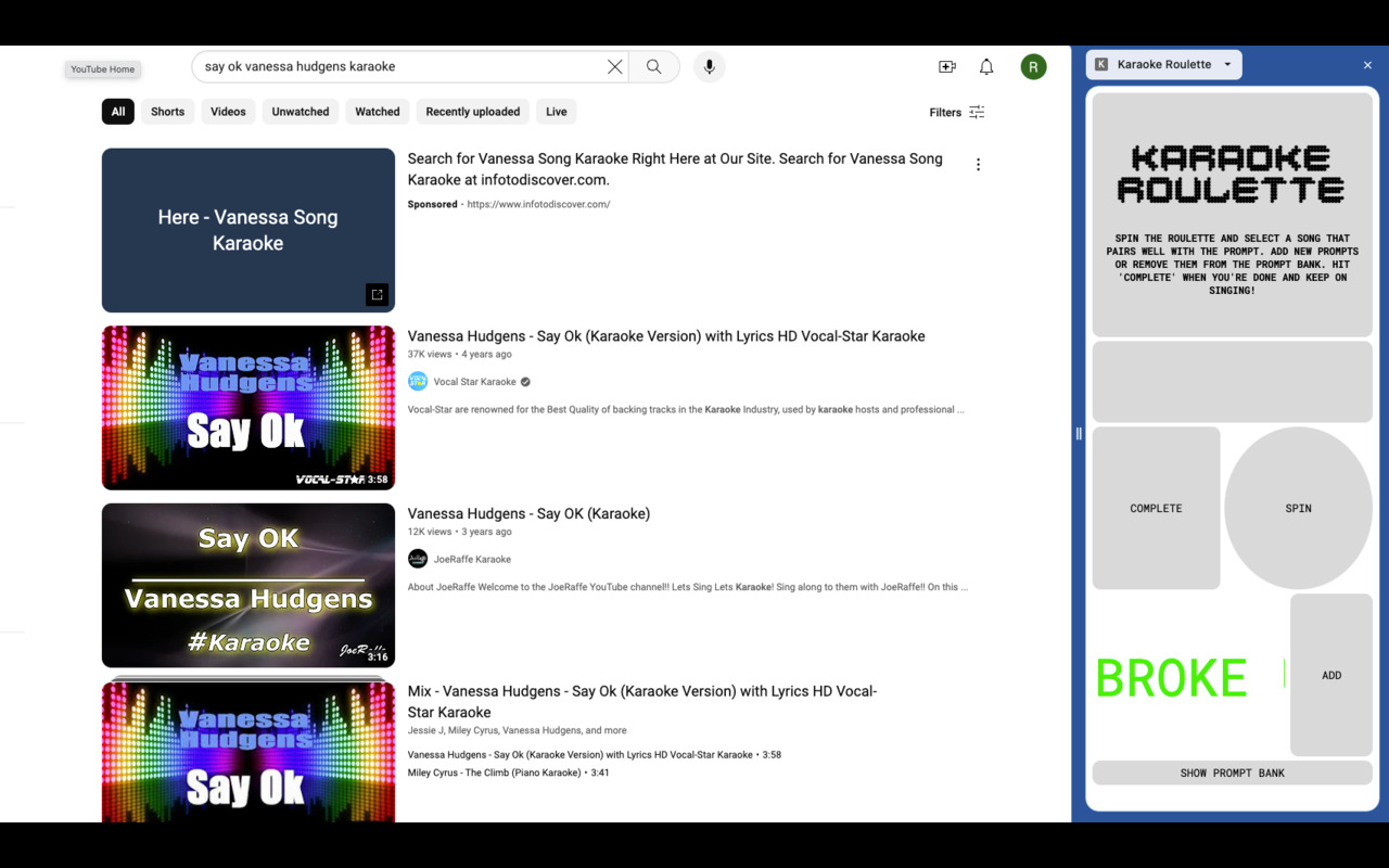 Karaoke Roulette chrome谷歌浏览器插件_扩展第2张截图