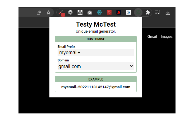 Testy McTest - Unique Email Address Generator chrome谷歌浏览器插件_扩展第2张截图