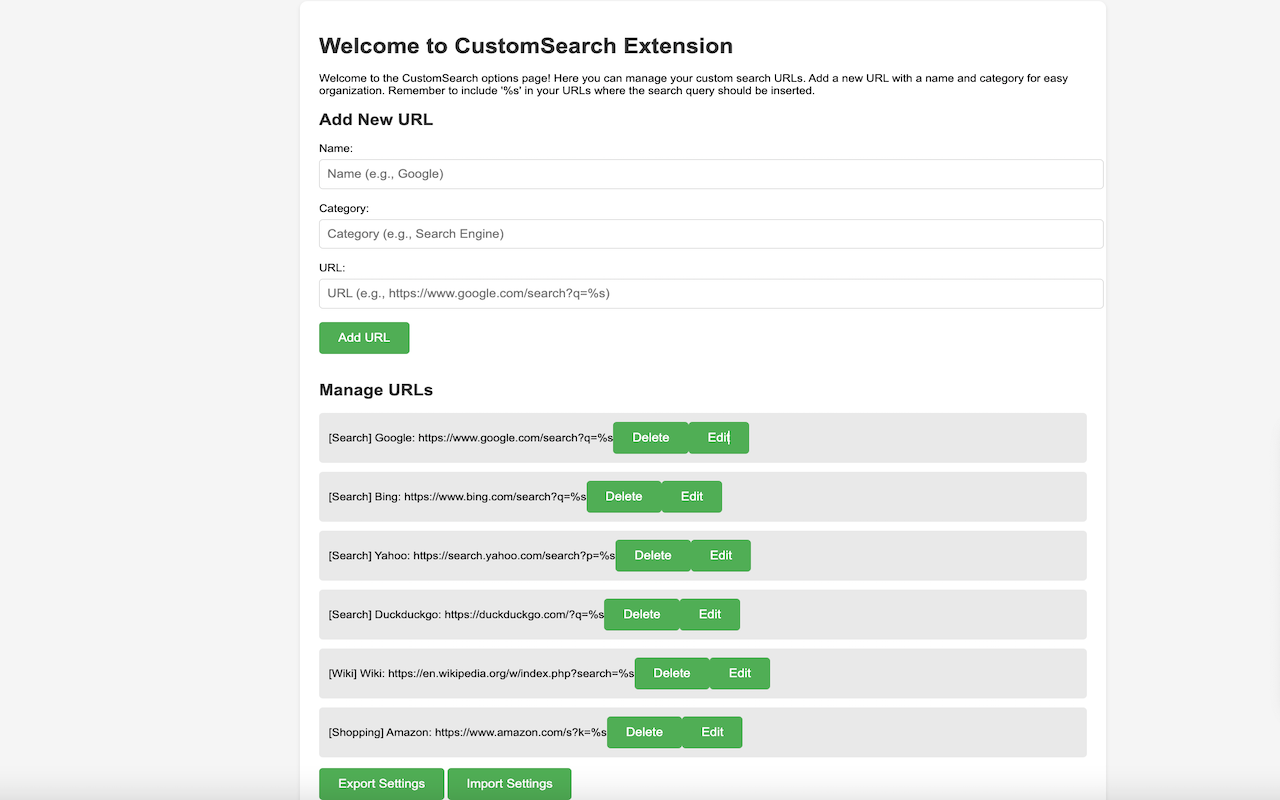 CustomSearch Extension chrome谷歌浏览器插件_扩展第2张截图