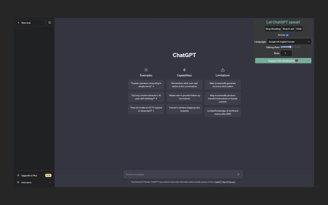 Let ChatGPT speak! chrome谷歌浏览器插件_扩展第1张截图