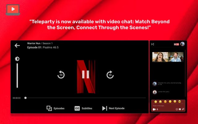 Teleparty is now available with video chat chrome谷歌浏览器插件_扩展第1张截图