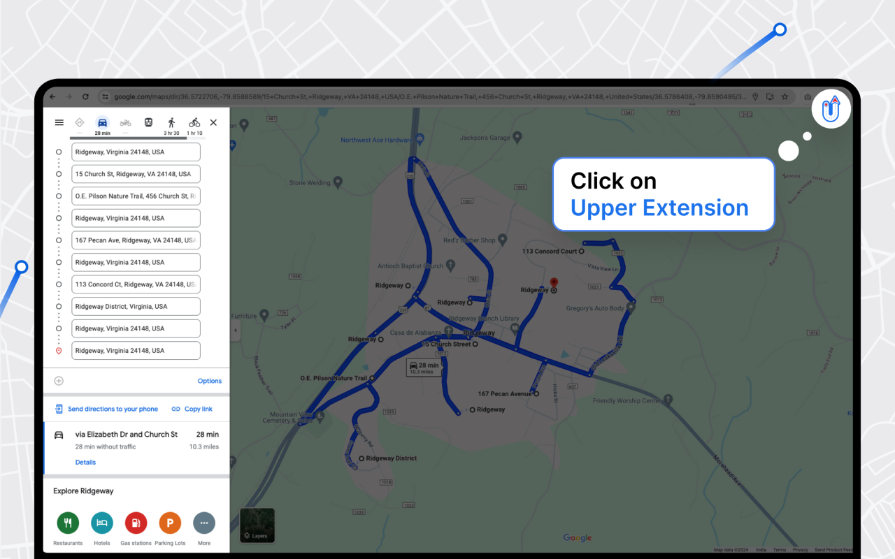 Free Google Maps Route Optimization by Upper chrome谷歌浏览器插件_扩展第1张截图