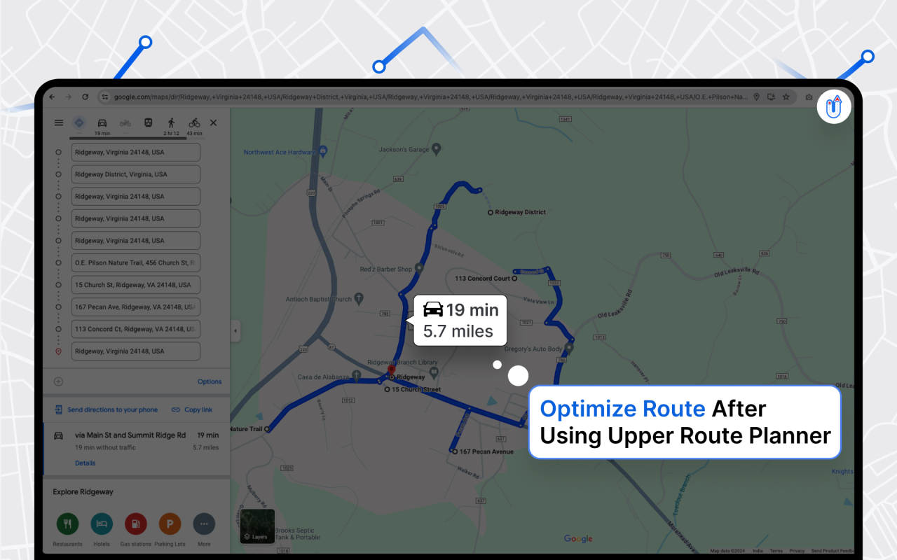 Free Google Maps Route Optimization by Upper chrome谷歌浏览器插件_扩展第5张截图