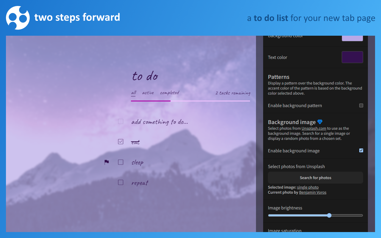 Two Steps Forward: A New Tab To Do List chrome谷歌浏览器插件_扩展第3张截图
