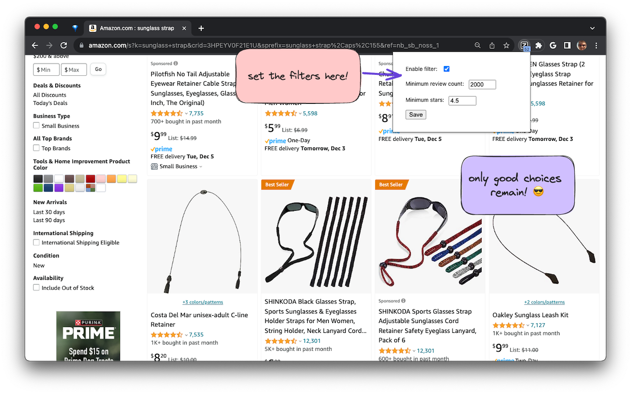 Zon - Amazon Filter by Number of Reviews chrome谷歌浏览器插件_扩展第1张截图