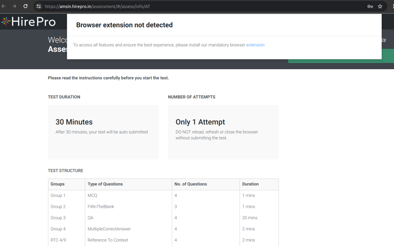 HirePro Assessment chrome谷歌浏览器插件_扩展第1张截图