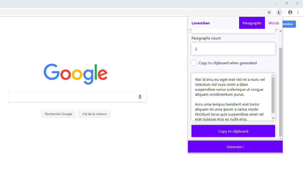 LoremGen chrome谷歌浏览器插件_扩展第2张截图