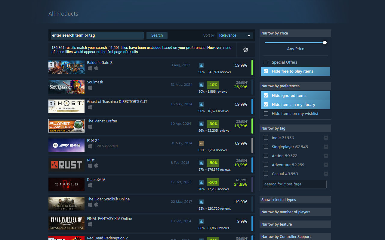 Steam Search UI Enhancer chrome谷歌浏览器插件_扩展第1张截图