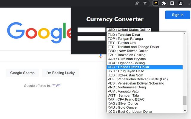 Currency Converter chrome谷歌浏览器插件_扩展第2张截图