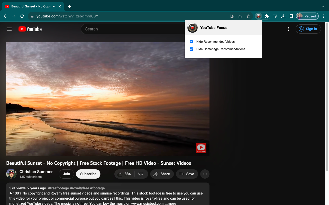 YouTube Focus chrome谷歌浏览器插件_扩展第1张截图