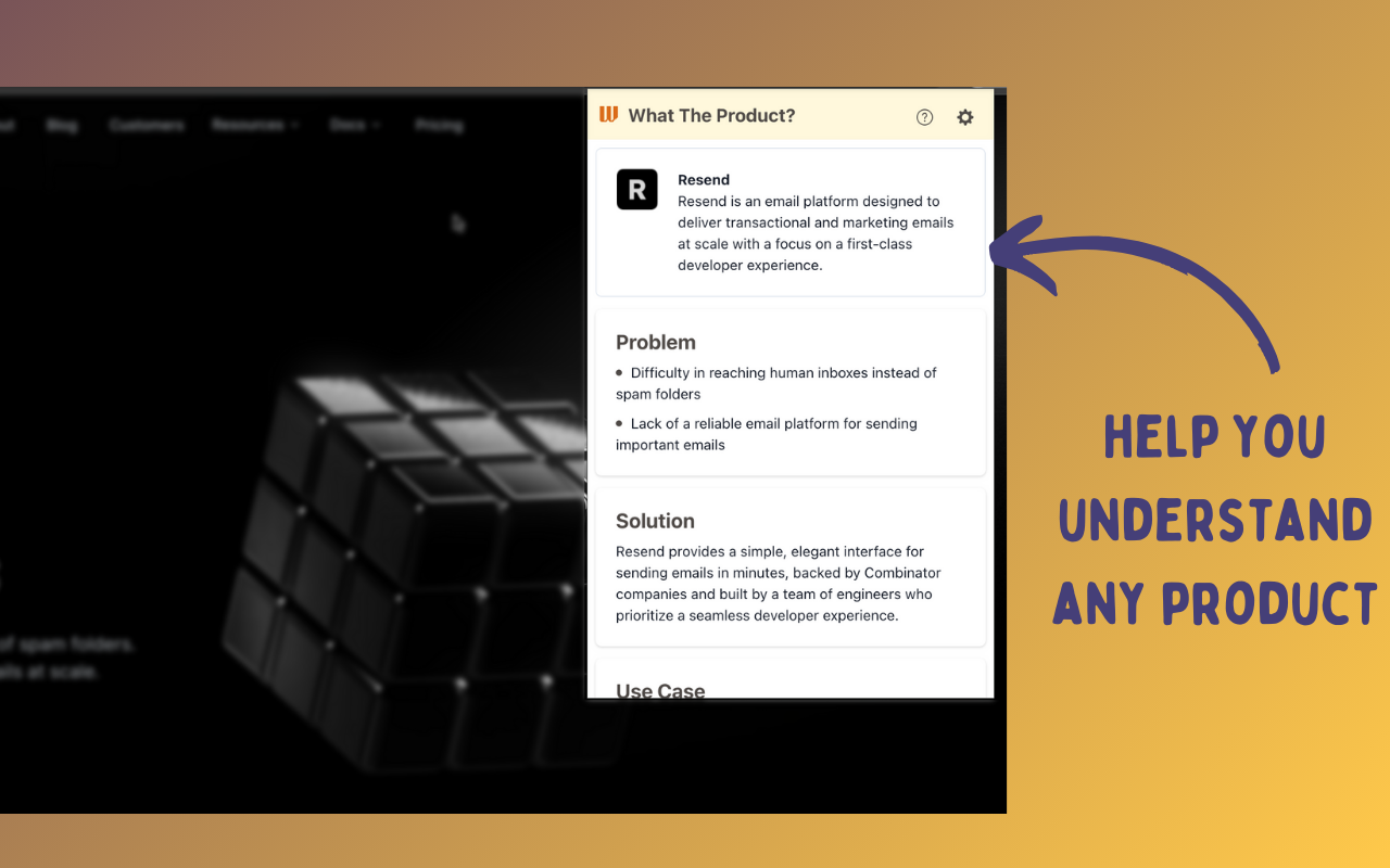 What The Product - Instant Product Summary & Website Analysis with AI chrome谷歌浏览器插件_扩展第1张截图