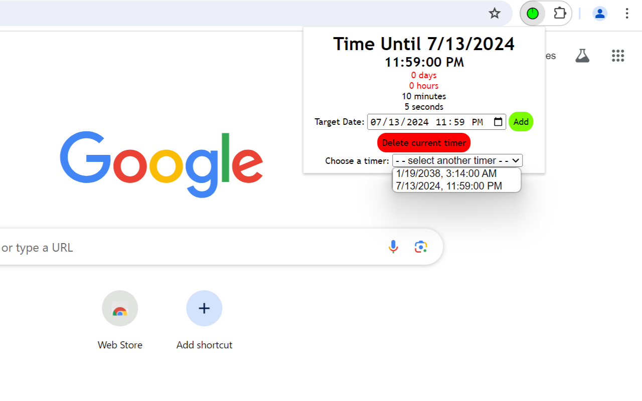 Countdown Timer chrome谷歌浏览器插件_扩展第1张截图
