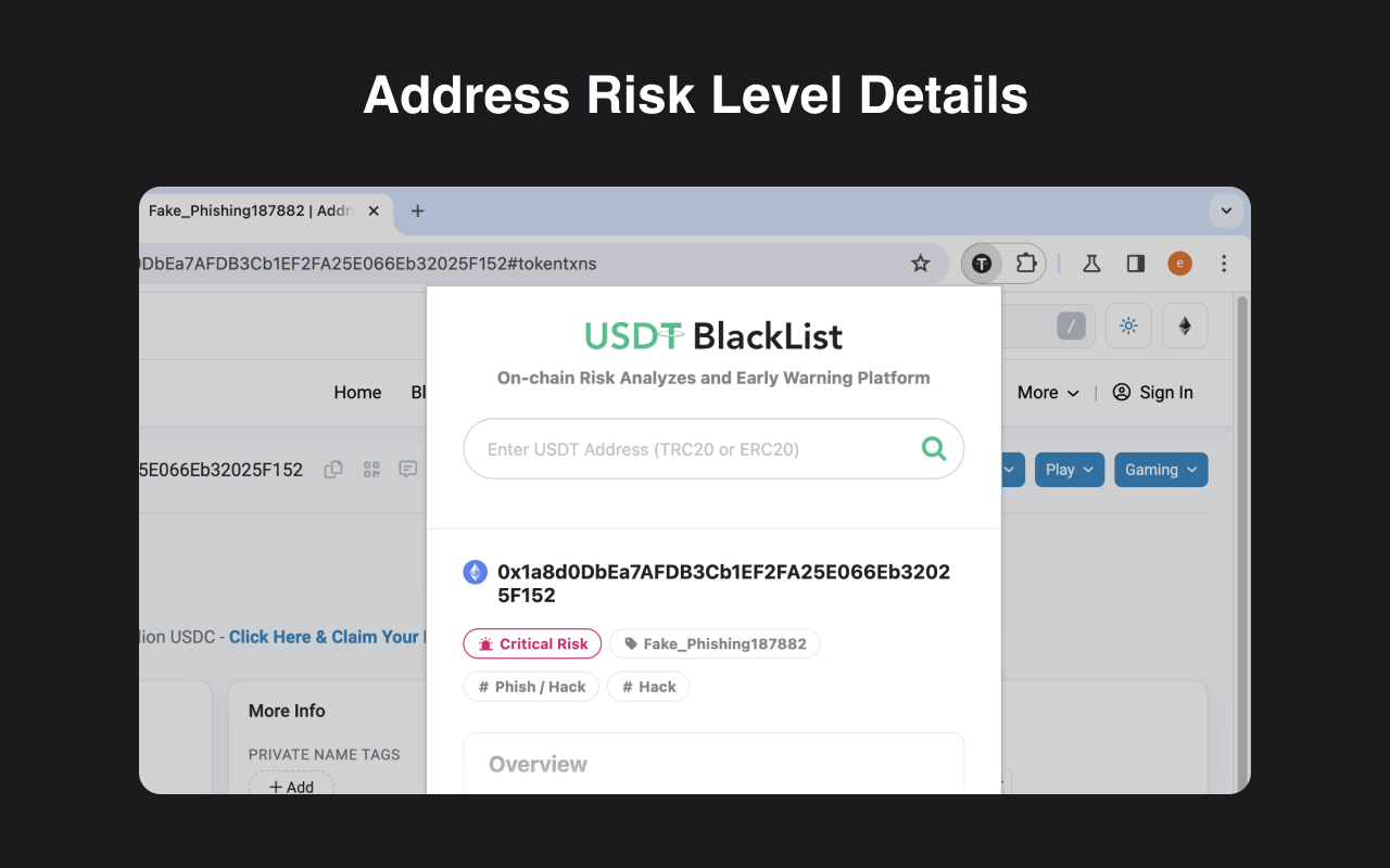 USDT BlackList - Risk Level chrome谷歌浏览器插件_扩展第3张截图